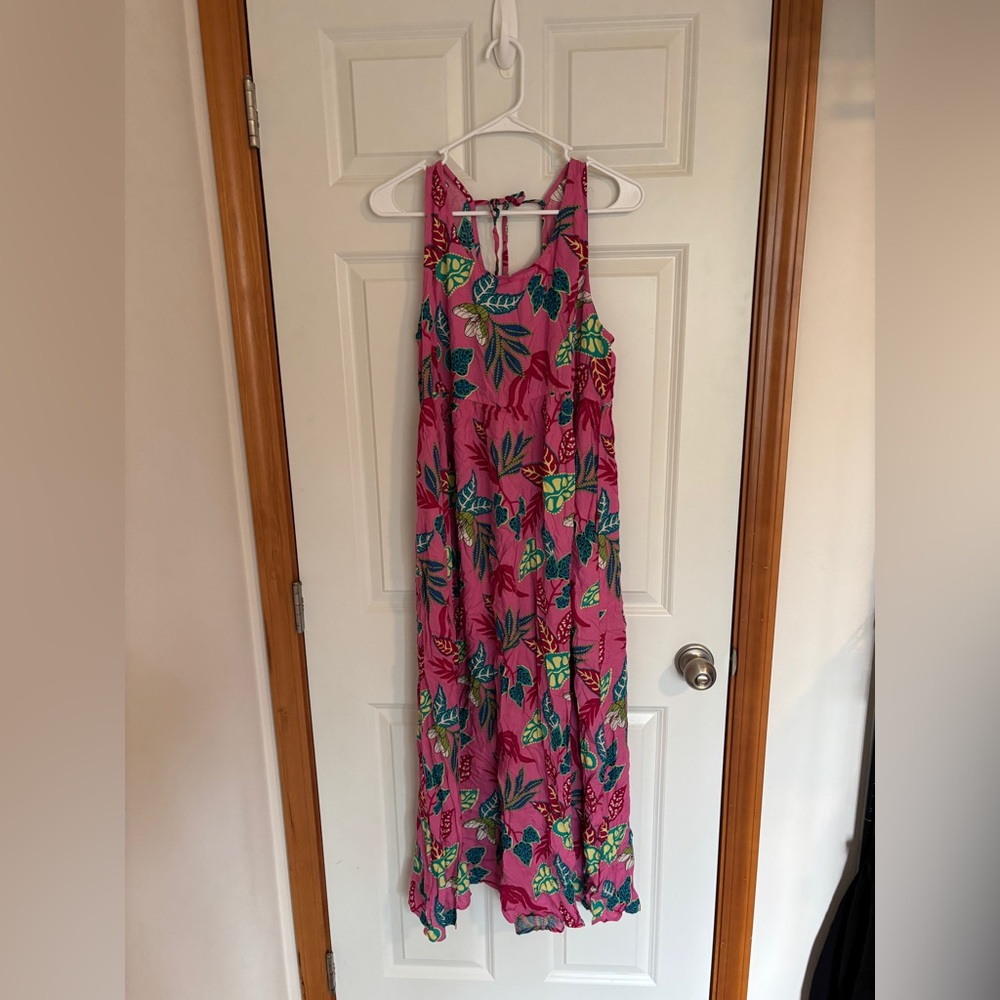 Suzanne Betro Dark & Light Pink Floral Sleeveless Maxi dress